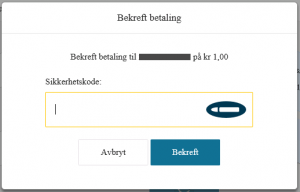 Eksempel på bekreftelse av betaling når du er logget inn uten BankID - Bilde 2
